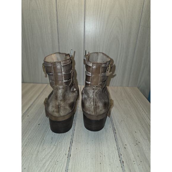 Freebird Sammie Ankle Boots Brown Leather Side Zip Womens Size 9 Boho Fall - Picture 5 of 11